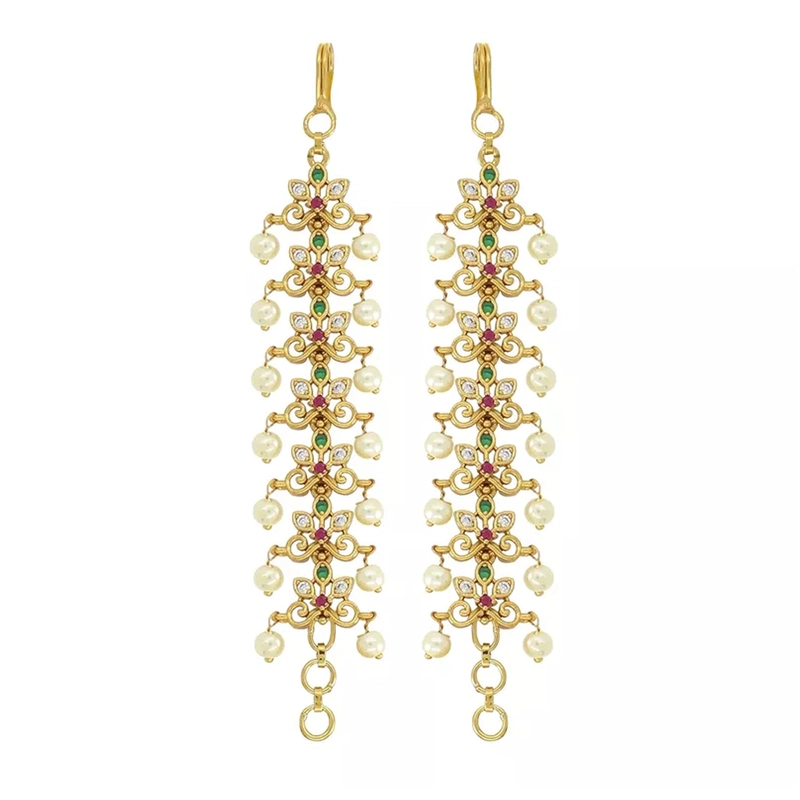 Gold Plated Adjustable Mattal for Women & Girls | Bridal Ear Chain Hair Jewelry