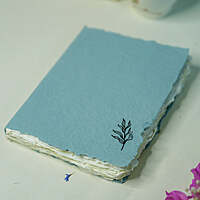 Handmade Tropical flower Deckle Edge Paper Notebooks ( Aqua )