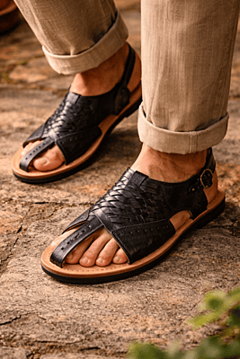 Chamba Origins — The Braided Black Men's Hand-Stitched Leather Chappal