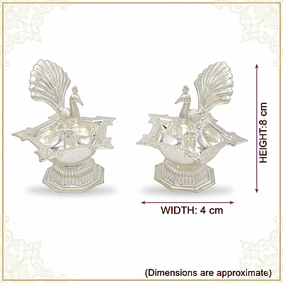 Silver Peacock Diya