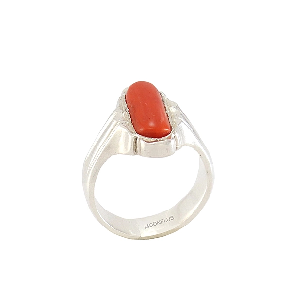 Pure Silver Pavalam Ring - Red Corel