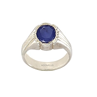 Pure Silver Natural Blue Stone Ring-Neelam