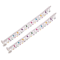 Sterling Silver Anklets for Women – Enamel Design Traditional Silver Payal