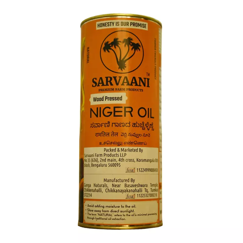 Wood Pressed Niger Oil (Mara Chekku - 500ML Tin) | Cold Pressed