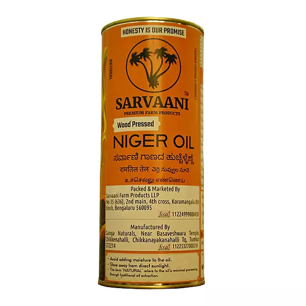 Wood Pressed Niger Oil (Mara Chekku - 1L Tin) | Cold Pressed