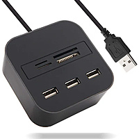 USB 2.0 Hub & Card Reader Combo | High-Speed Media Device