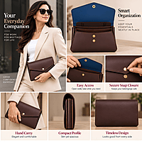 The Riviera Dual-Tone Leather Envelope Clutch – Espresso Brown