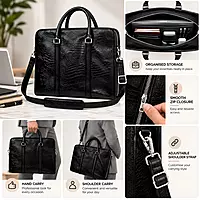 Sovereign Croc-Embossed Genuine Leather Executive Briefcase Laptop Bag