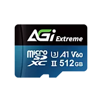 AGI Extreme memory card TF238 MicroSD V60-512GB