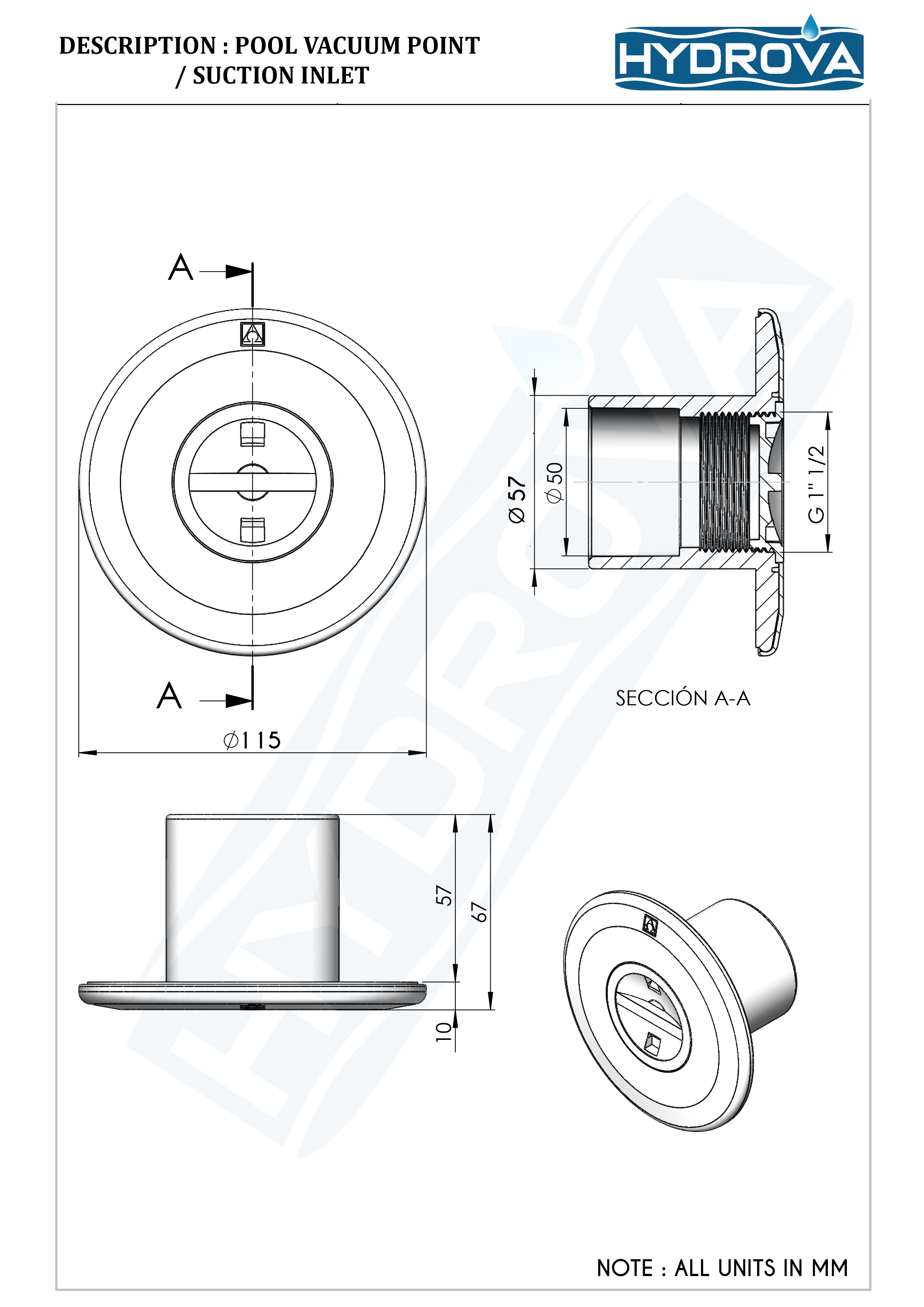 Pool Vacuum Point - 2 Inch