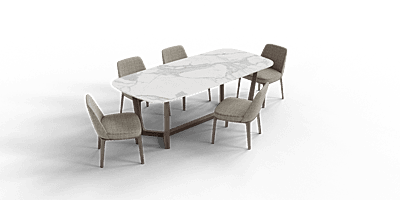 Vintage Six Seater Dining Table Set