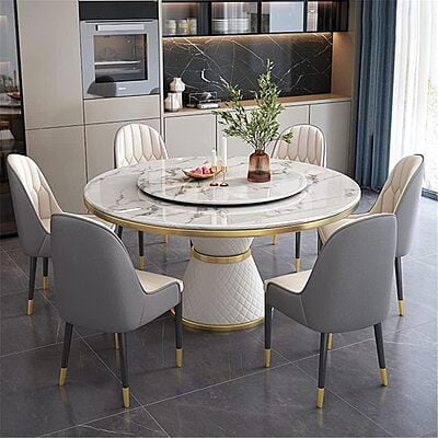 Modern Six Seater Round Dining Table Set Modern Six Seater Round Dining Table Set
