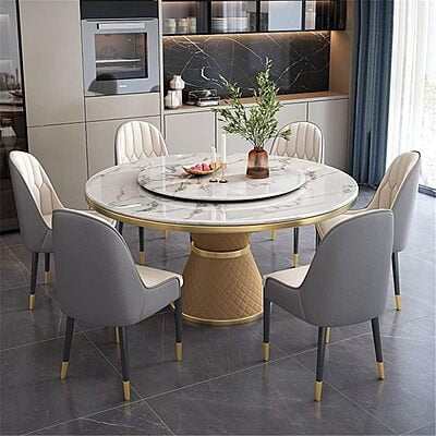 Modern Six Seater Round Dining Table Set Modern Six Seater Round Dining Table Set