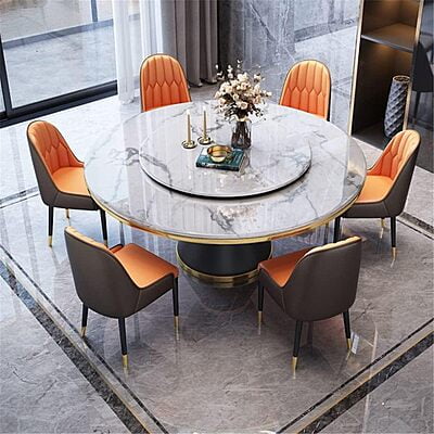 Modern Six Seater Round Dining Table Set Modern Six Seater Round Dining Table Set