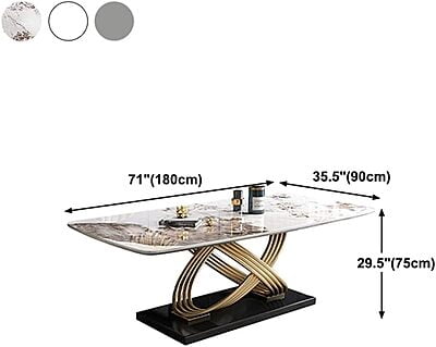 Vikinterio Stainless Steel Base with Marble Top Six Seater Dining Table Set Vikinterio Stainless Steel Base with Marble Top Six Seater Dining Table Set