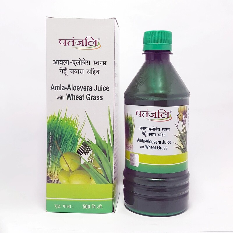 Patanjali Amla-Aloevera with Wheatgrass Juice-500 ml