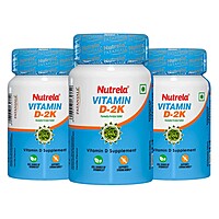 Patanjali Nutrela Vitamin D-2K Natural - 60 Chewable Tablets for Men & Women - Vanilla Flavor (pack of 3)-24 g