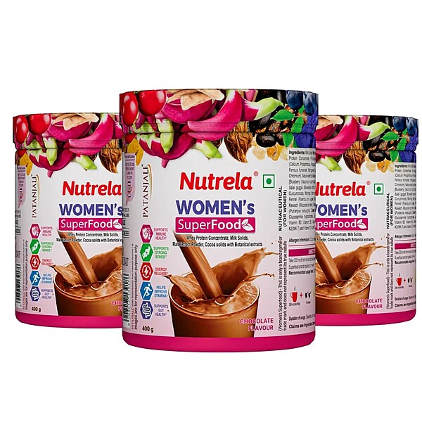Patanjali Nutrela Women Superfood - Chocolate Flavor - 400g (pack of 3)-1200 g