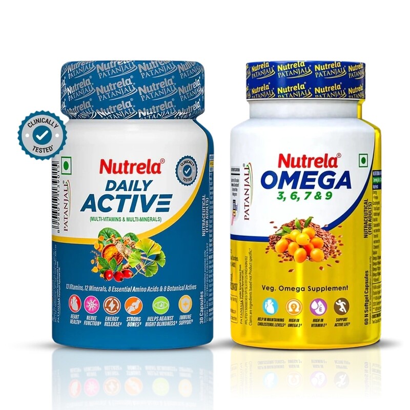Combo Pat. Nutrela Daily Active + Omega 3 Softgel Capsule (30N+60N)-67.5 g