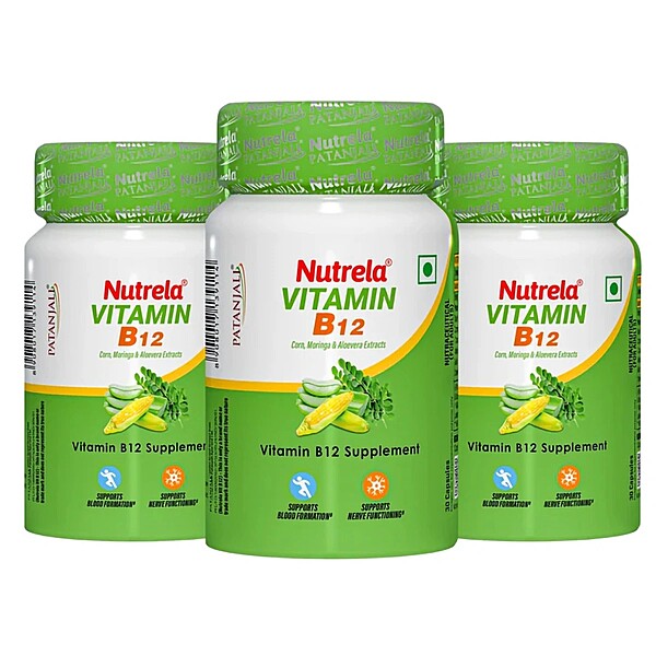 Patanjali Nutrela Vitamin B12 - 30 Veg Capsules (pack of 3)-31.5 g