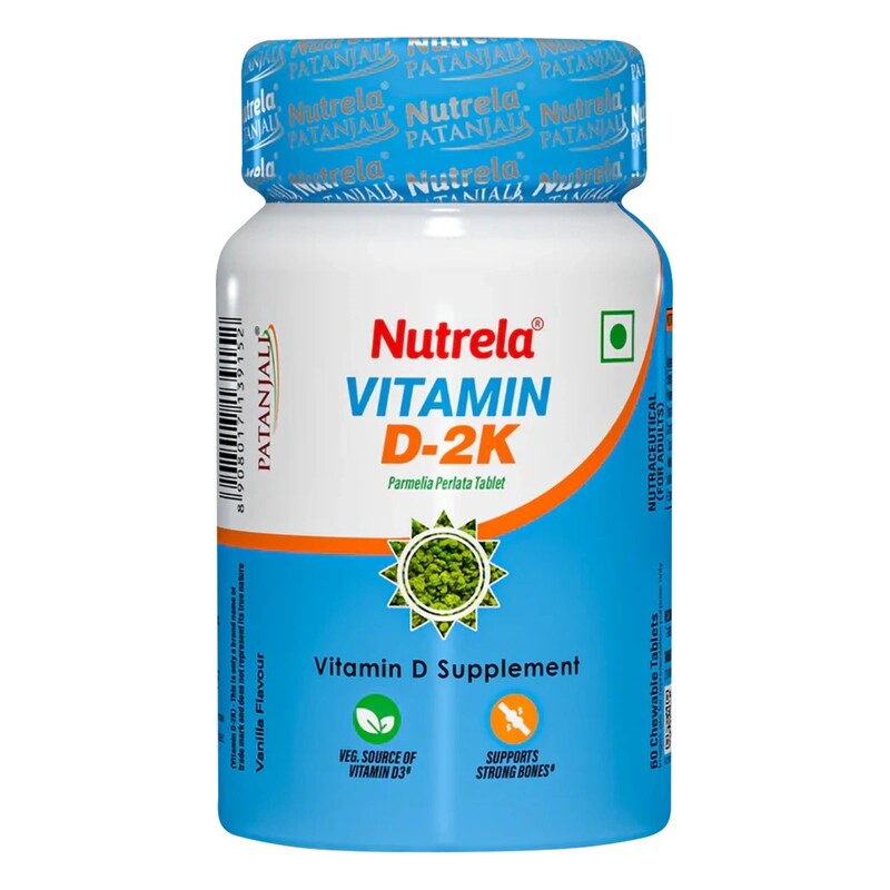 Patanjali Nutrela Vit D2k Natural Tab Vanilla (60N)-8 g