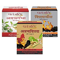 Patanjali Vitality Booster Combo- Shilajit 11 g(Strip)+Ashwagandha 11g(Strip)+Ashwashila 11g(Strip)-33 g