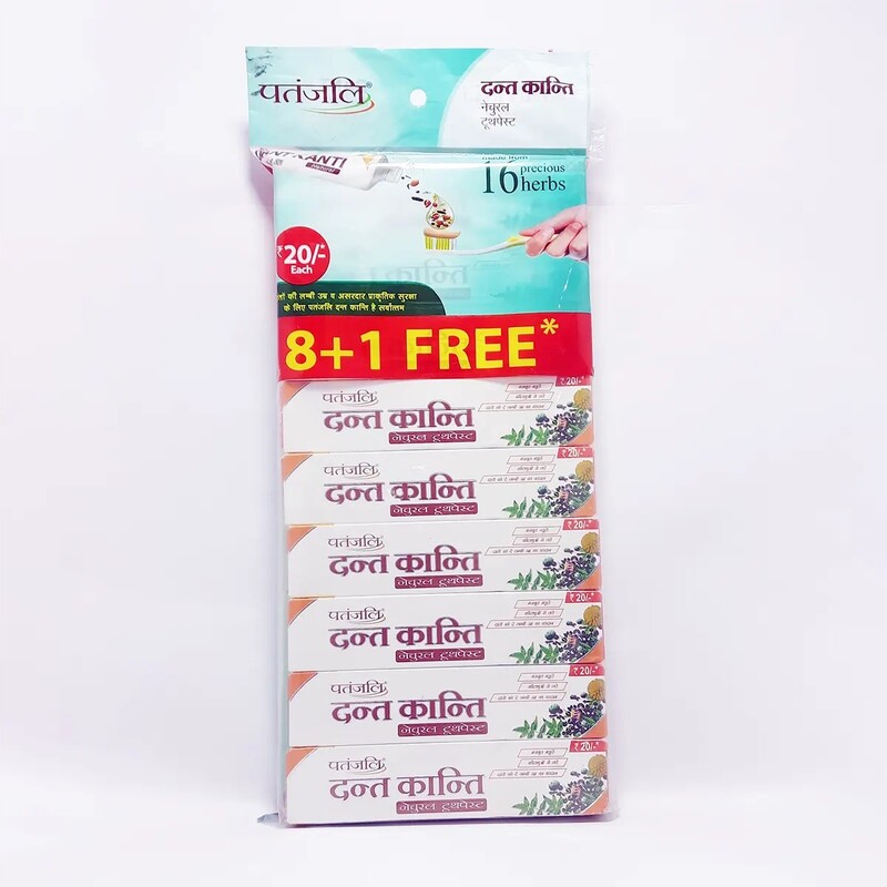 Dant Kanti Natural Toothpaste 43g (Buy 8+ 1 Free Hanger)-386 g
