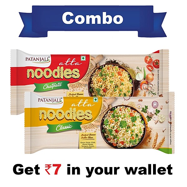 Combo- Atta Noodles Chatpata 240 g+Atta Noodles Classic 240 g- Rs 7 Off-480Â g
