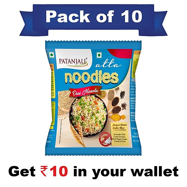 Pack of 10- Atta Noodles Desi Masala 60g-  Rs 10 Off-600Â g