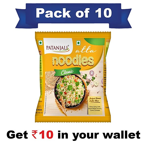 Pack of 10- Atta Noodles Classic 60g- Rs 10 Off-600Â g