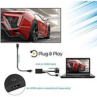 VGA to HDMI Converter with Audio & USB Power, Full HD 1080p Video Adapter for Laptop, PC to HDTV, Monitor, Projector – (VGA Male to HDMI Female)