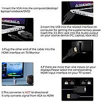 VGA to HDMI Converter with Audio & USB Power, Full HD 1080p Video Adapter for Laptop, PC to HDTV, Monitor, Projector – (VGA Male to HDMI Female)