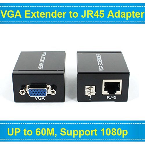 VGA Extender Repeater Adapter Over RJ45 Cat Cat6 Network Cable (1 Transmitter + 1 Receiver) Media Streaming Device (Black) VGA Extender Repeater Adapter Over RJ45 Cat Cat6 Network Cable (1 Transmitter + 1 Receiver) Media Streaming Device (Black)