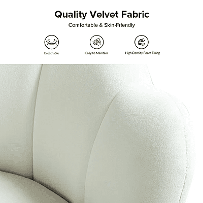 Vikinterio Upholstered Barrel Chair-Ivory Velvet