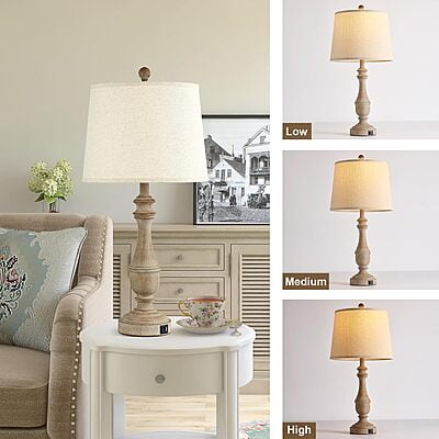 Vikinterio Farmhouse Table Lamps Set of 2 for Living Room