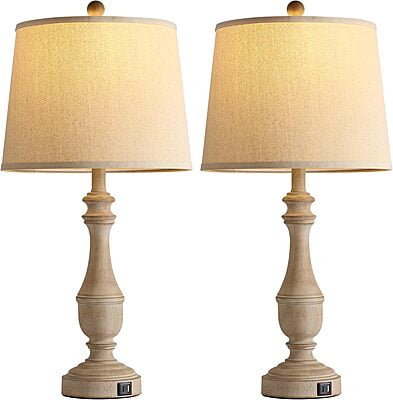 Vikinterio Farmhouse Table Lamps Set of 2 for Living Room