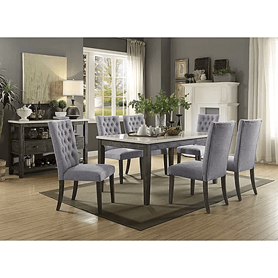 VIKINTERIO Malabar Dining Table with Marble Top and Six Upholstory Chairs VIKINTERIO Malabar Dining Table with Marble Top and Six Upholstory Chairs