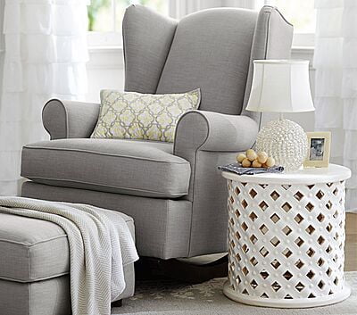 Vikinterio Wingback Rocking Chair with Puffy