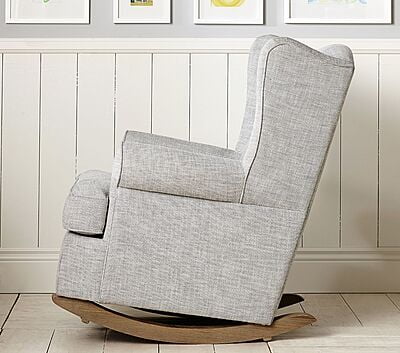 Vikinterio Wingback Rocking Chair with Puffy