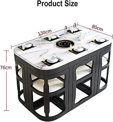 Luxurious Space Vikinterio Saving Six-Seater Dining Table Set with Upolstory Chairs Luxurious Space Vikinterio Saving Six-Seater Dining Table Set with Upolstory Chairs