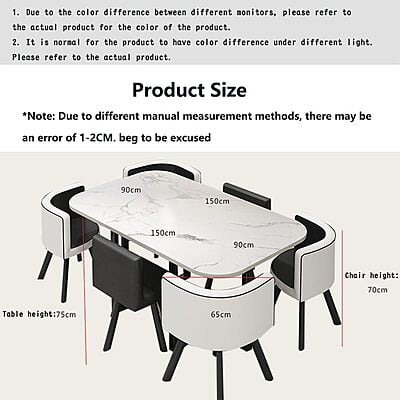 Jayemyer Space Saving Marble Top Six Seater Dining Table and Chairs Set of 7 Jayemyer Space Saving Marble Top Six Seater Dining Table and Chairs Set of 7