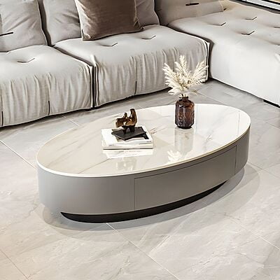 Vikinterio Legendary White Marble Top Coffee Table Vikinterio Legendary White Marble Top Coffee Table