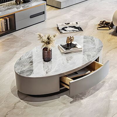 Vikinterio Legendary White Marble Top Coffee Table Vikinterio Legendary White Marble Top Coffee Table
