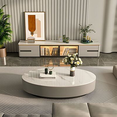 Vikinterio Legendary White Marble Top Coffee Table Vikinterio Legendary White Marble Top Coffee Table