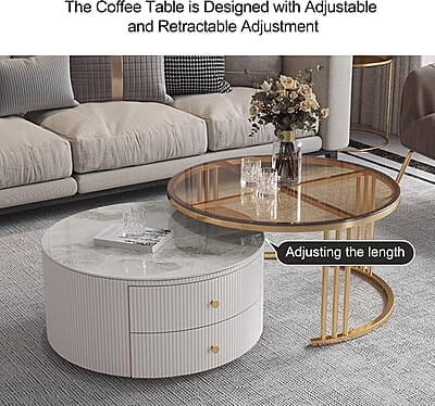 Vikinterio Rounded Corner Design Nesting Round Coffee Table Set of 2 End Tables Vikinterio Rounded Corner Design Nesting Round Coffee Table Set of 2 End Tables