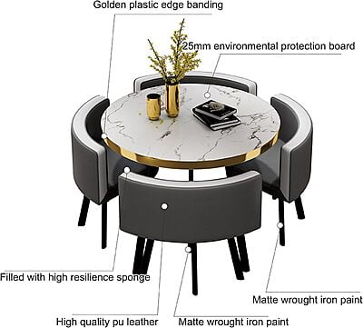 Vikinterio Modern Space Saving Round Dining Table And Chair Set Vikinterio Modern Space Saving Round Dining Table And Chair Set