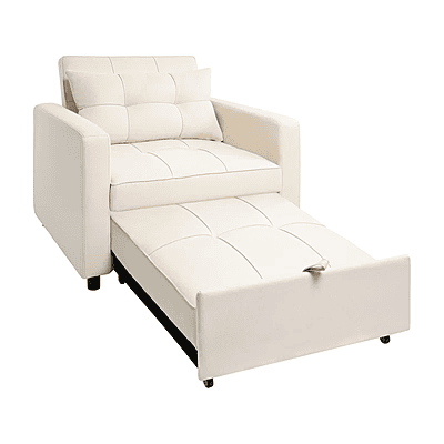 Vikinterio 3 in 1 Convertible Chair Bed, Lounger Sleeper Chair Bed, Linen Sofa Bed Sleeper Armchair