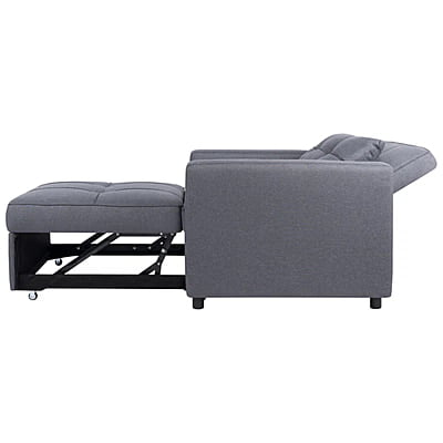 Vikinterio 3 in 1 Convertible Chair Bed, Lounger Sleeper Chair Bed in Gray Linen Fabric