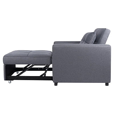 Vikinterio 3 in 1 Convertible Chair Bed, Lounger Sleeper Chair Bed in Gray Linen Fabric