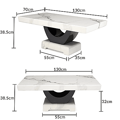 Vikinterio U Shape White Marble Coffee Table